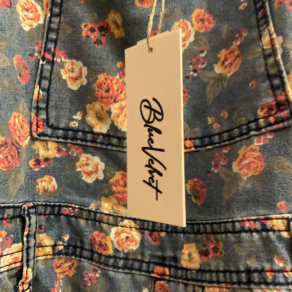 Velvet Blue Floral Women's Jeans Overalls